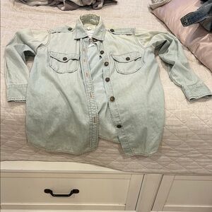 Current/Elliott Faded Blue Denim Shirt